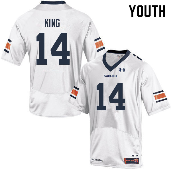 Youth Auburn Tigers #14 Landen King White 2022 College Stitched Football Jersey